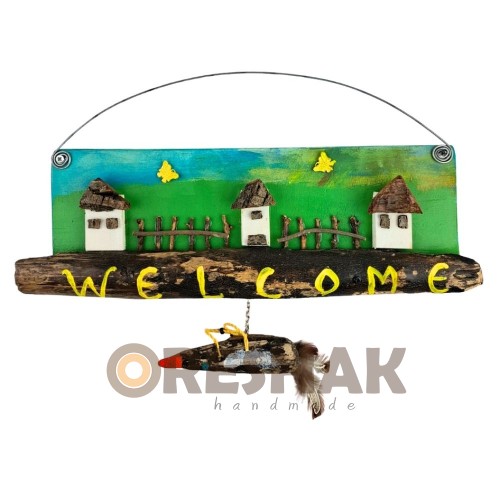 ДЪРВЕНА ТАБЕЛА ЗА ВРАТА WELCOME