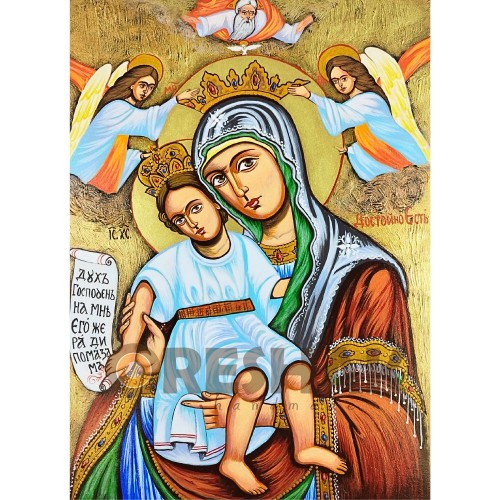 СПЕЦИАЛНА РЪЧНО РИСУВАНА ИКОНА СВЕТА БОГОРОДИЦА ДОСТОЙНО ЕСТЪ ПЪЛНА ИКОНОГРАФИЯ