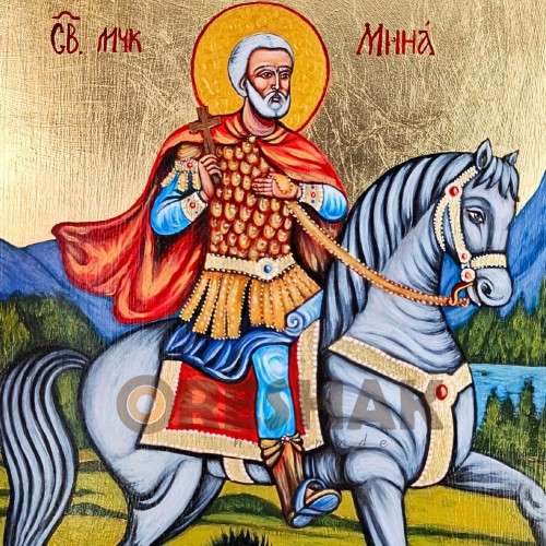 СПЕЦИАЛНА РЪЧНО РИСУВАНА ИКОНА СВЕТИ МИНА
