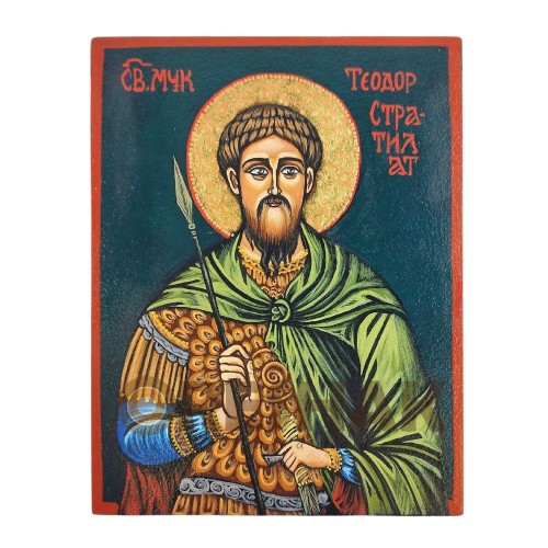РЪЧНО РИСУВАНА ИКОНА СВЕТИ ТЕОДОР СТРАТИЛАТ