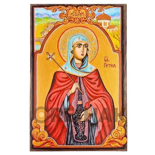 СПЕЦИАЛНА РИСУВАНА ИКОНА СВЕТА ПЕТКА НЕБЕСНА ПОКРОВИТЕЛКА НА ТРОЯН